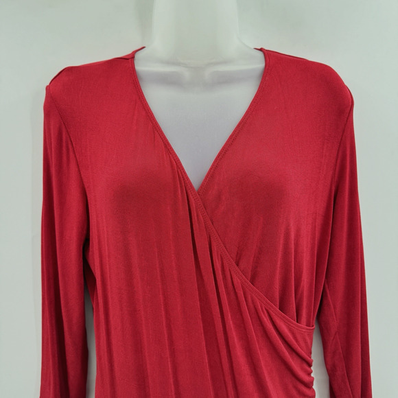 Chico's Travelers Slinky Knit Wrap Dress Size 1 = US M Red Classic Office Travel - Picture 3 of 11
